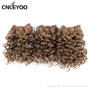 8 Inch Jerry Curl Braiding Hair Extension Light Brown 3 pieces Synthetic Curly hair bundle for Women